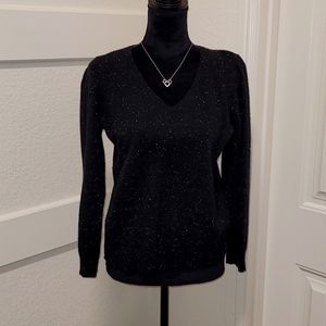 Black Cashmere Sweater w/ white dots